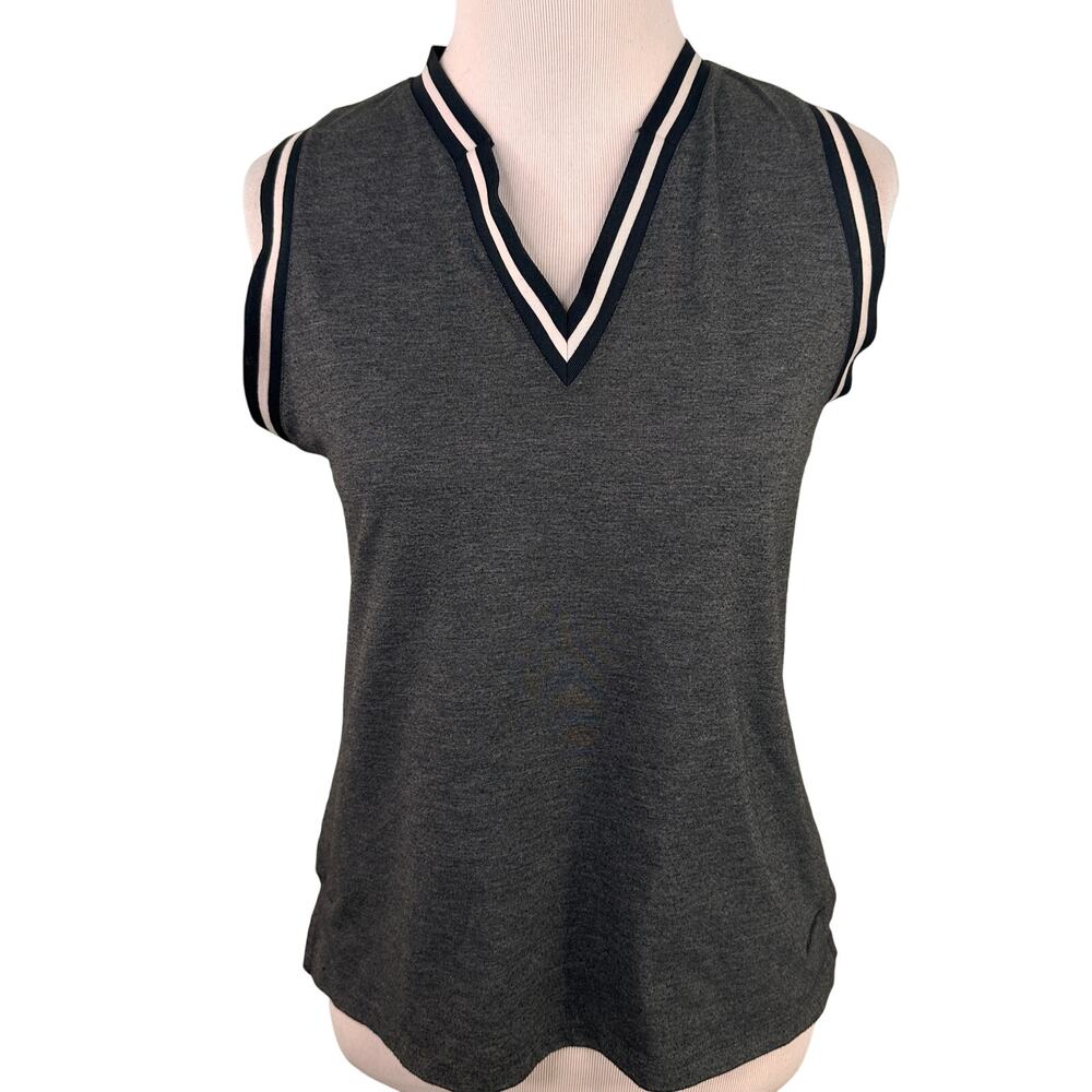 Nike V-Neck Grey Dri-Fit Contrast Golf Polo Tank Size Small